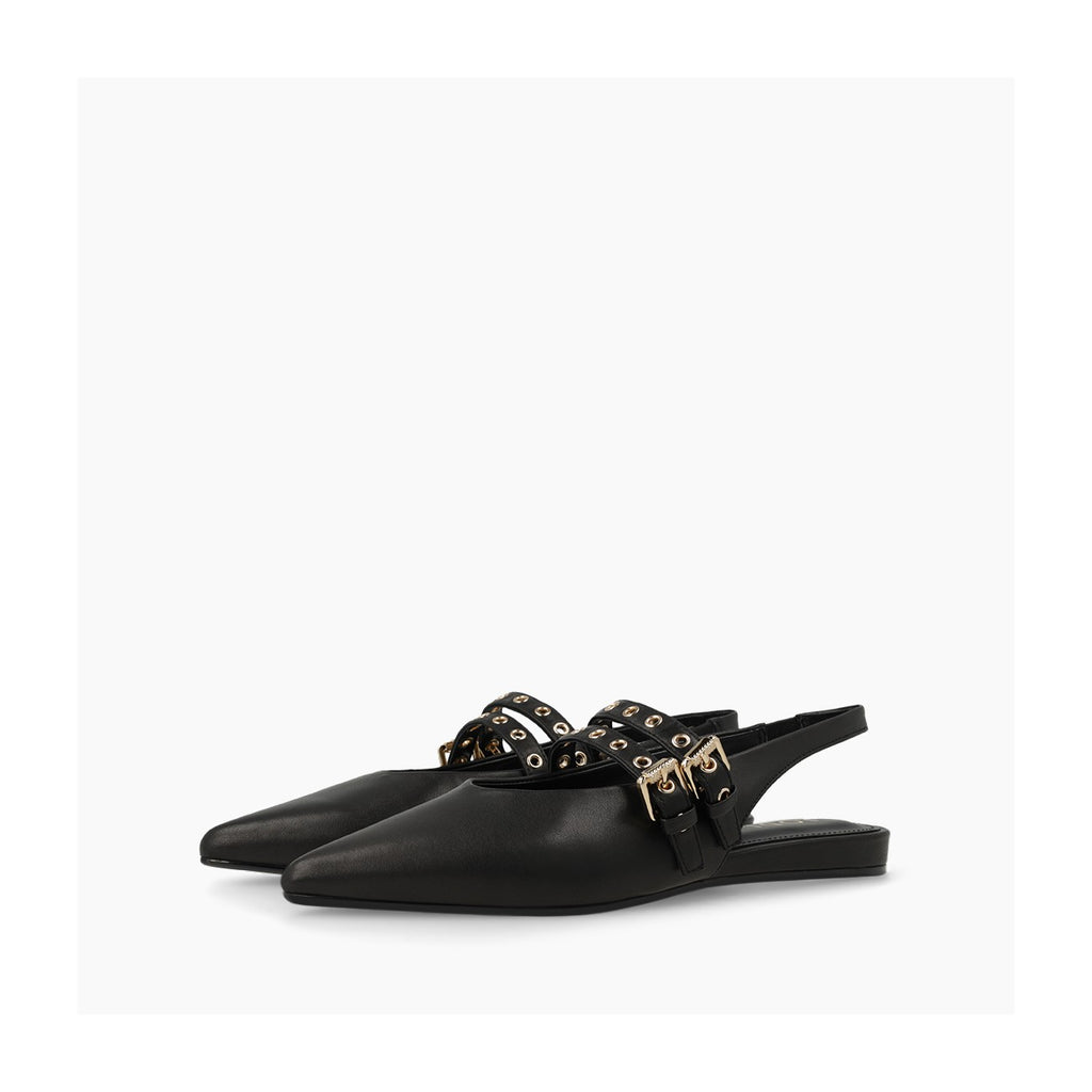Lodi - Black Leather Slingbacks