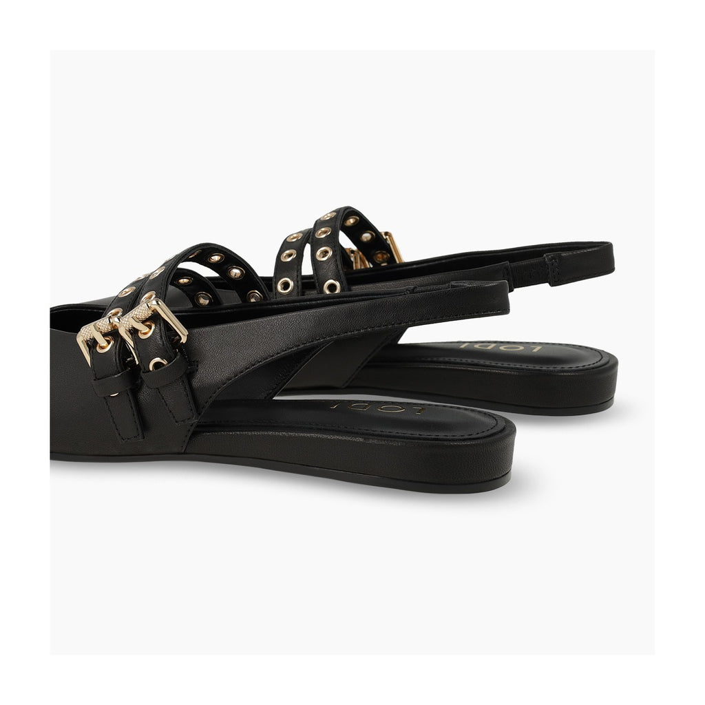 Lodi - Black Leather Slingbacks