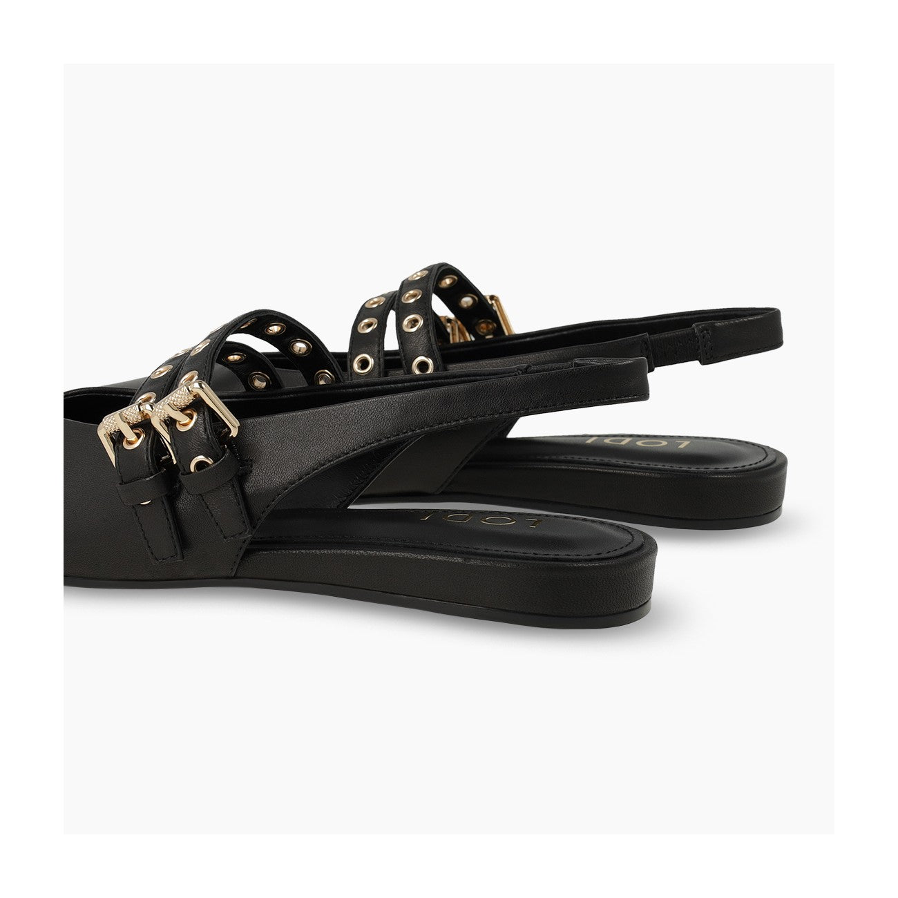 Lodi - Black Leather Slingbacks