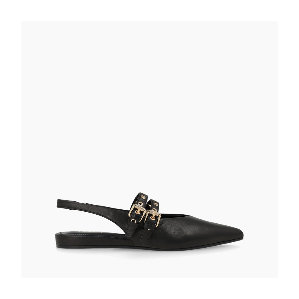 Lodi - Black Leather Slingbacks