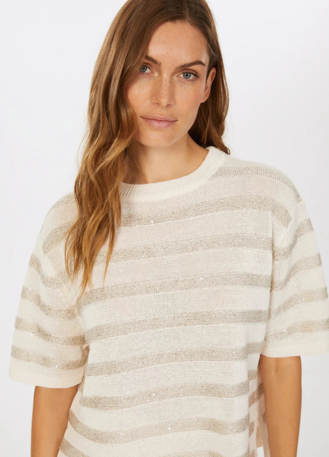 Marc Aurel - Beige Stripe Crewneck