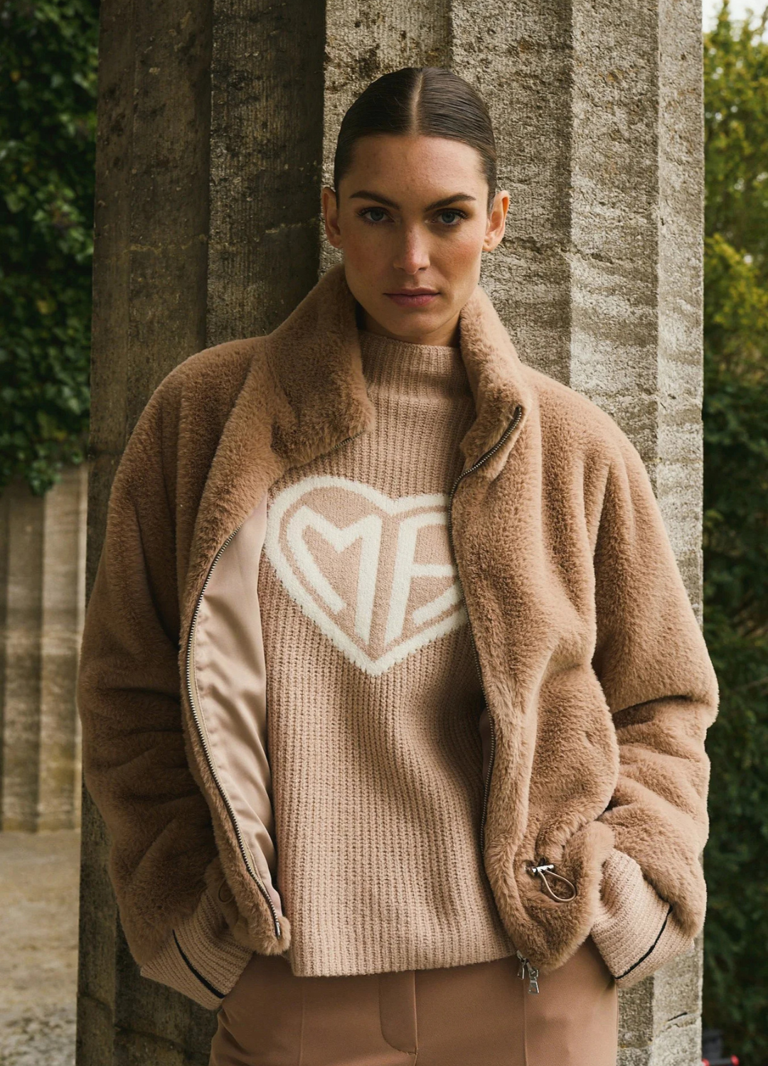 Marc Aurel - Biscuit Faux Fur Jacket