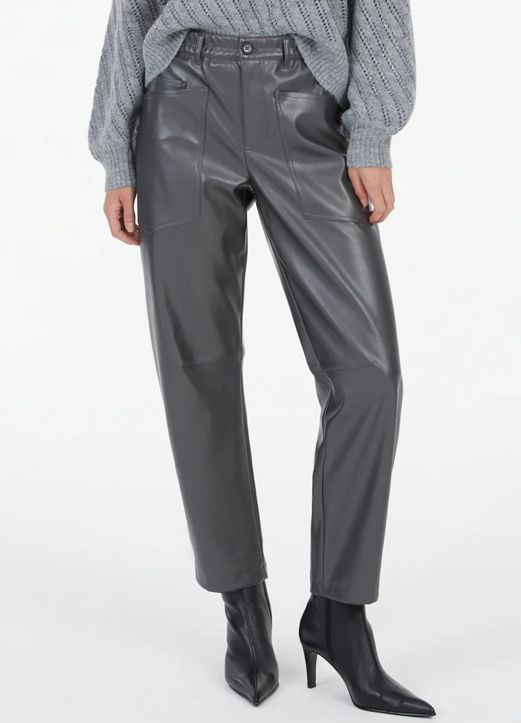 Marc Aurel - Charcoal Pleather Pants