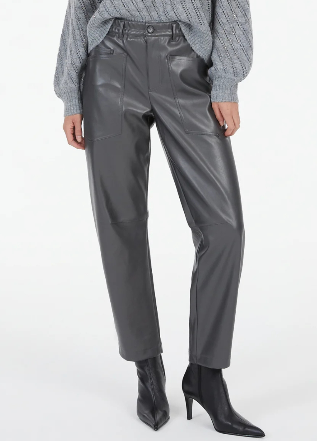 Marc Aurel - Charcoal Pleather Pants