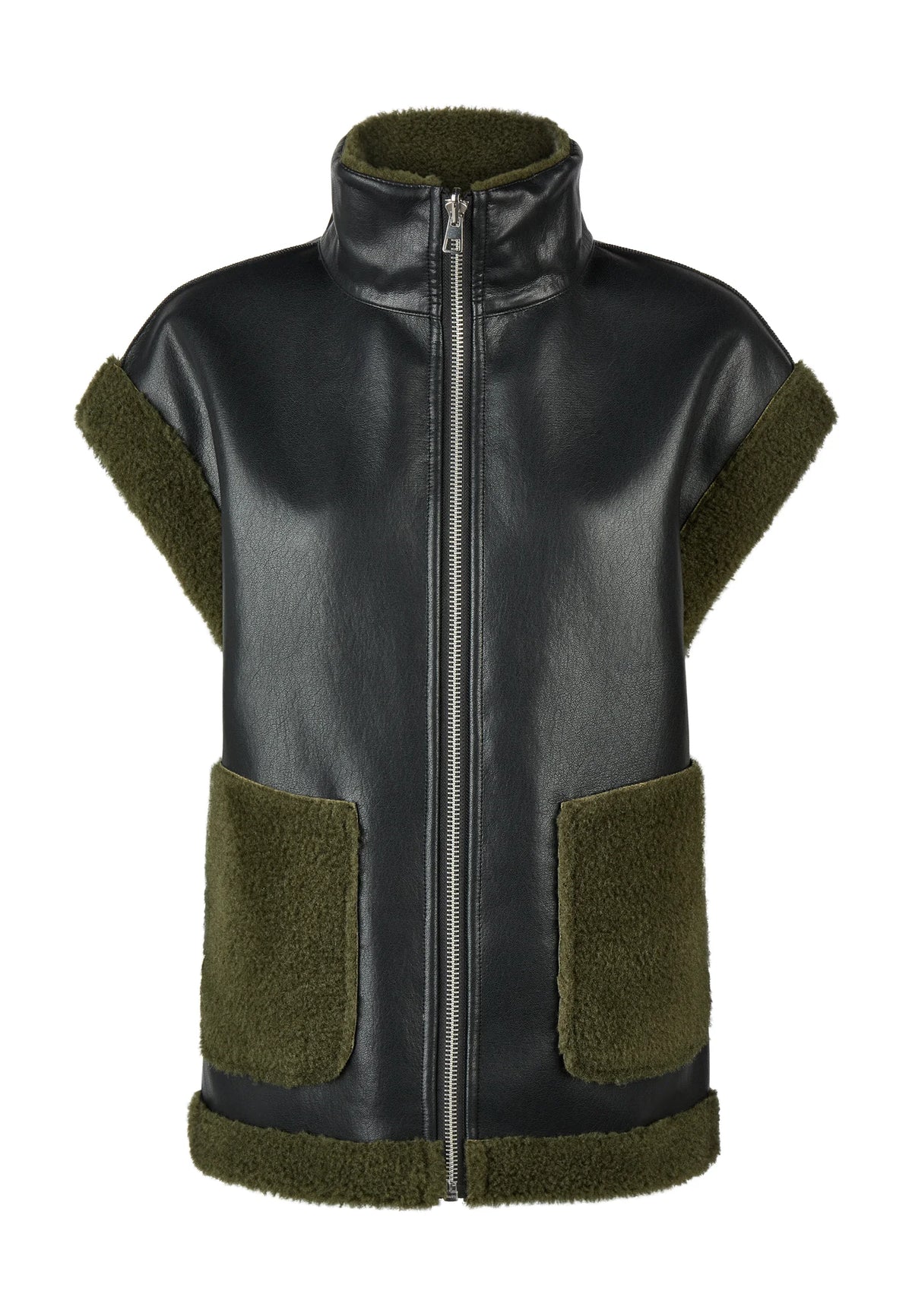 Marc Aurel - Forest Fur Contrast Waistcoat