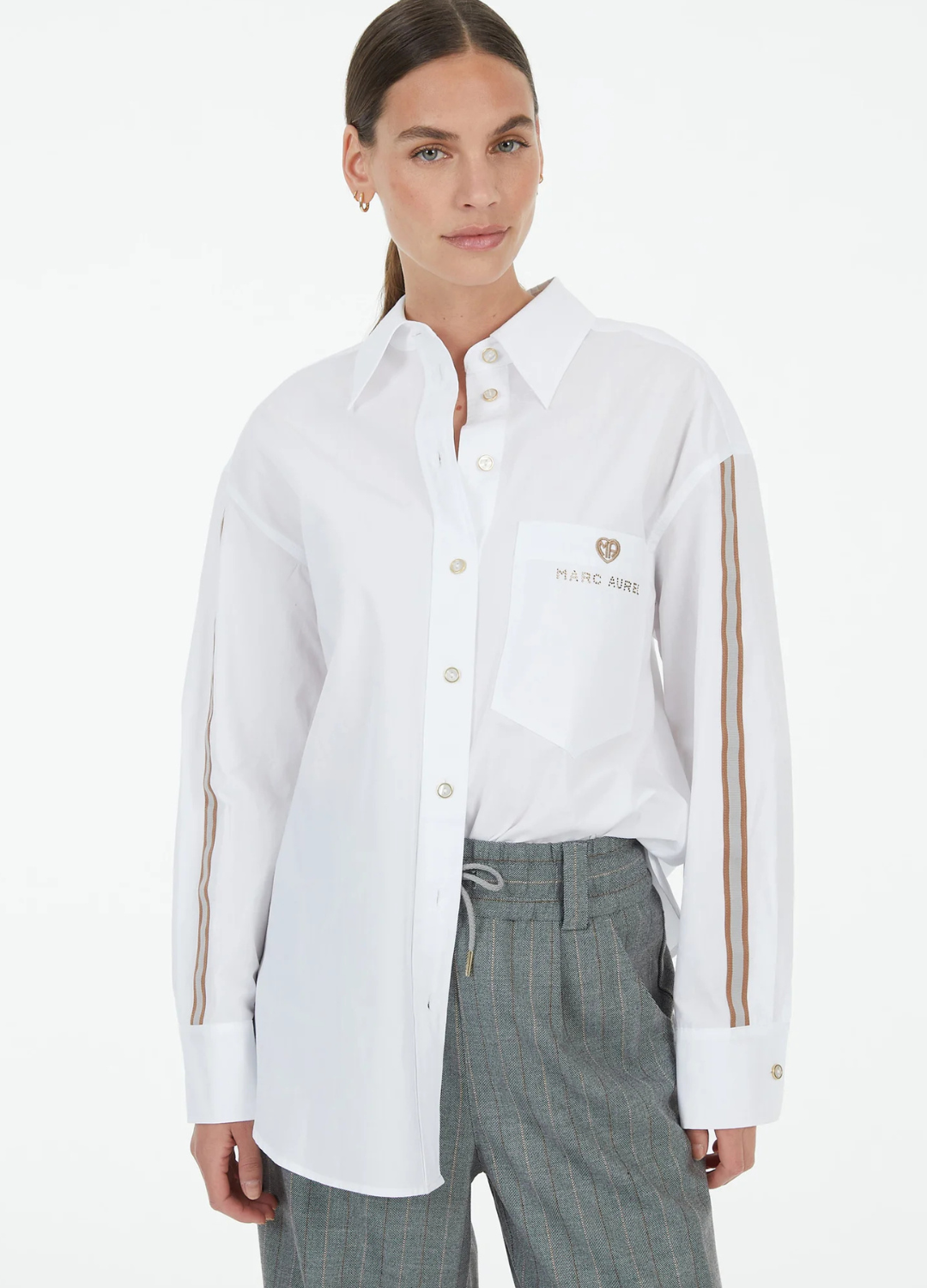 Marc Aurel - Nougat Stripe Sleeve Shirt