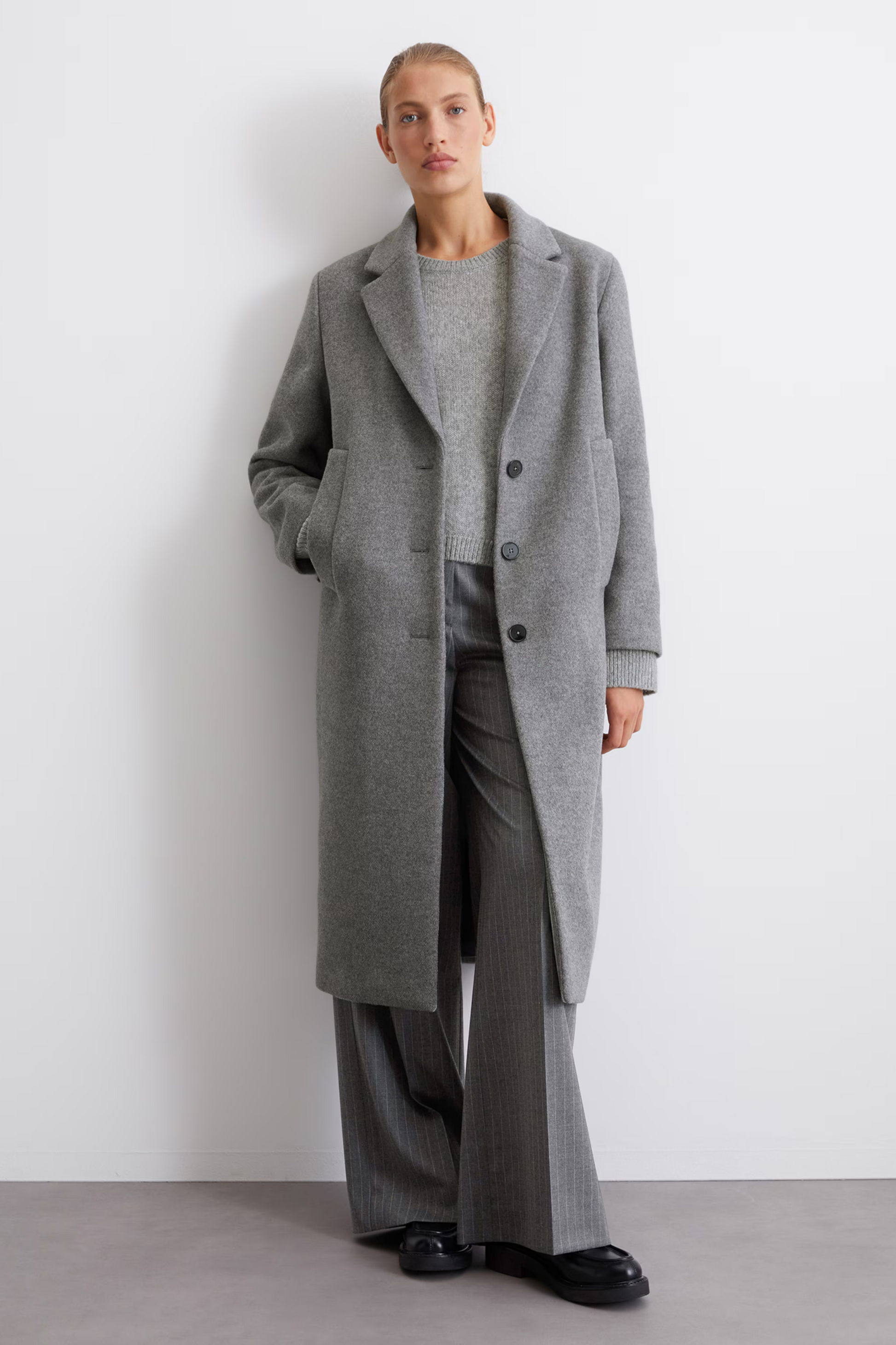 Marc O Polo - BLAZER COAT RELAXED MADE FROM A WOOL MIX IN GRAY