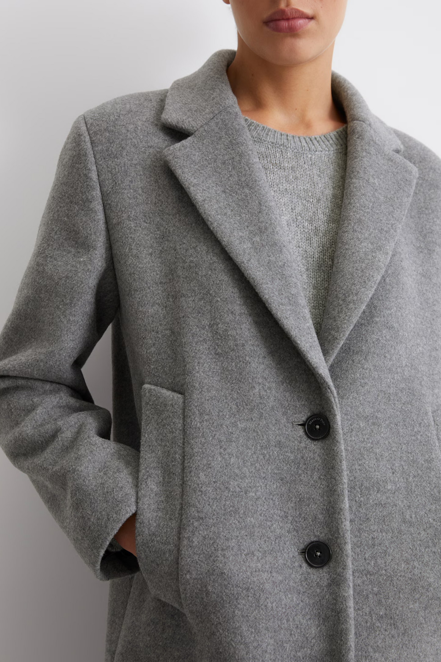 Marc O Polo - BLAZER COAT RELAXED MADE FROM A WOOL MIX IN GRAY