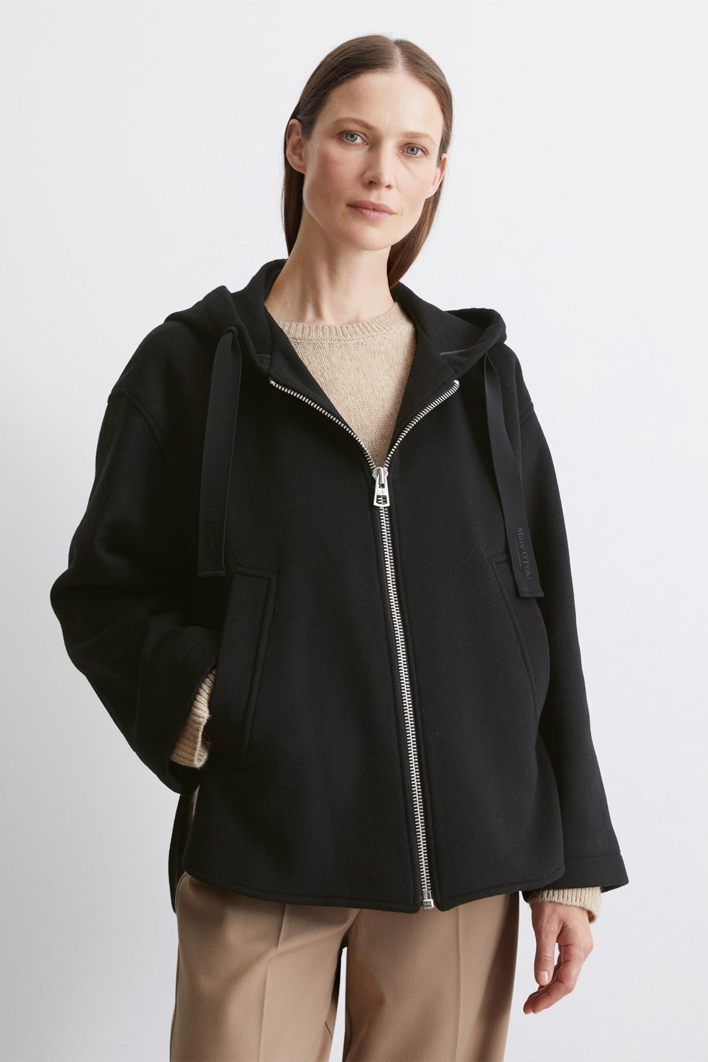 Marc O Polo - CAPE JACKET RELAXED MADE FROM A WOOL MIX IN BLACK