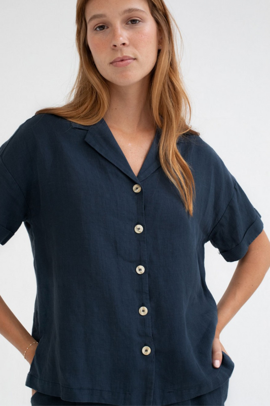 Molan - Navy Linen Shirt