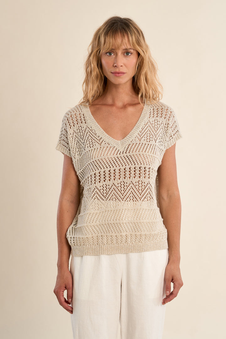 Molly Bracken - Argent Silver Knit Blouse