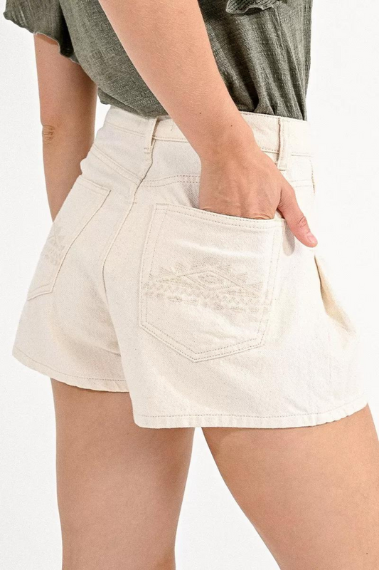 Molly Bracken - Beige Cotton Denim Shorts