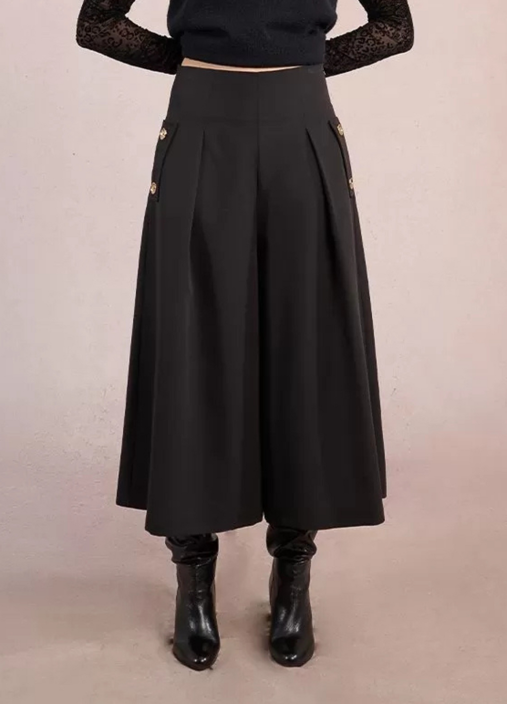 Molly Bracken - Black Gold Button Trousers