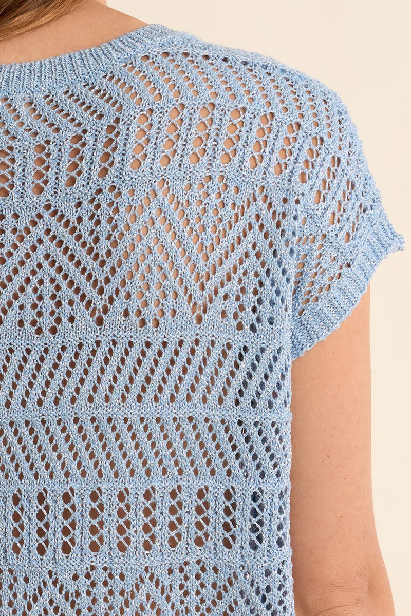 Molly Bracken - Blue SIlver Knit Blouse