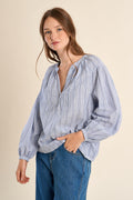Molly Bracken - Blue Stripe Cotton Blouse