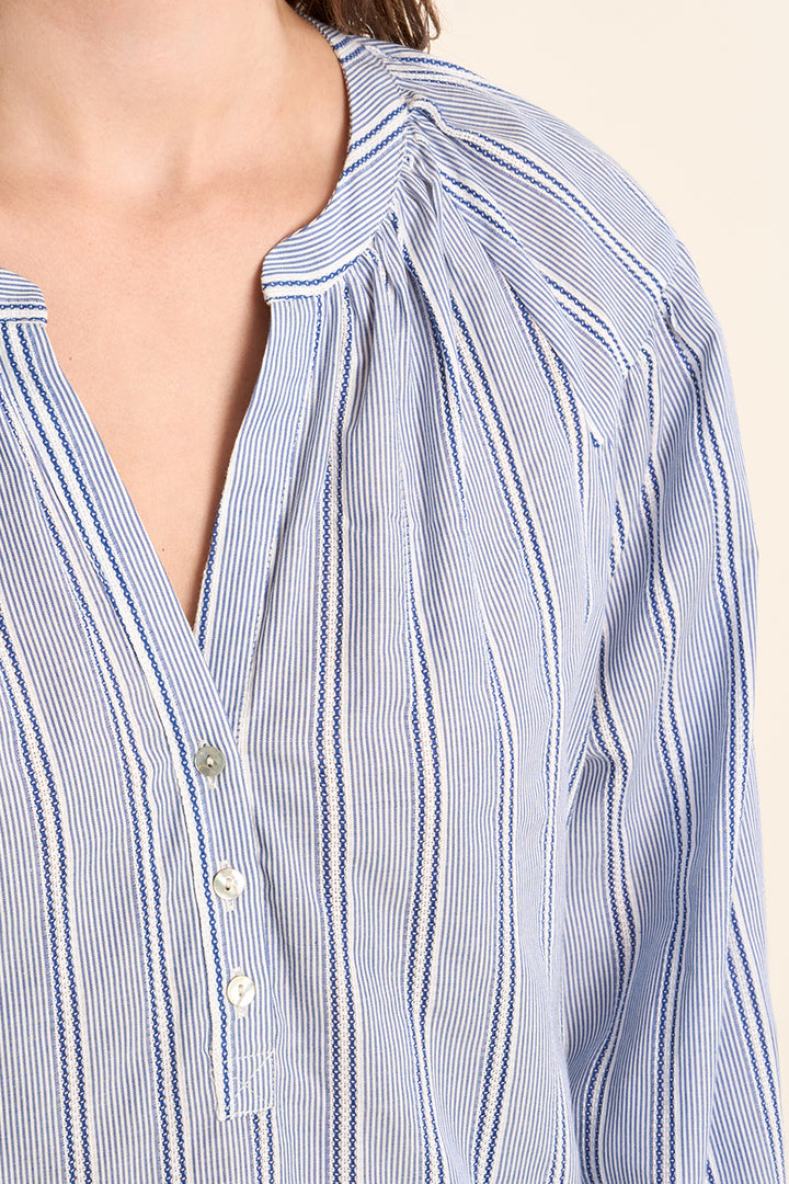 Molly Bracken - Blue Stripe Cotton Blouse