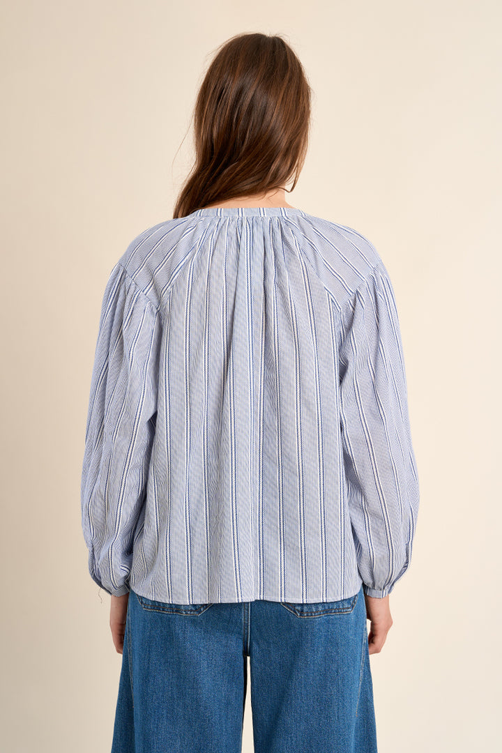 Molly Bracken - Blue Stripe Cotton Blouse