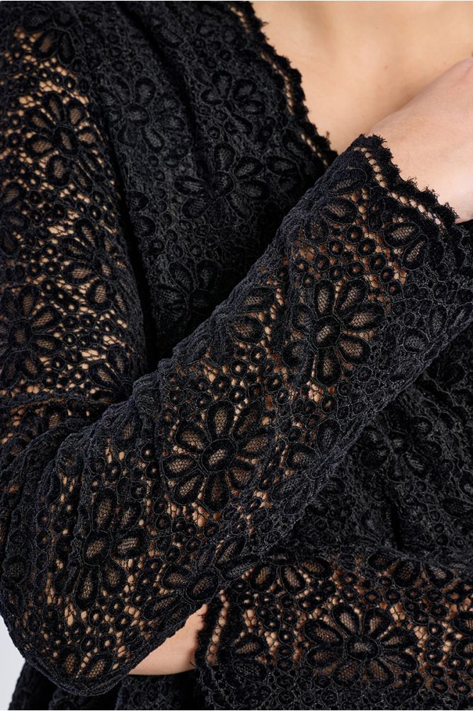 Molly Bracken - Embroidered Black Peplum Blouse