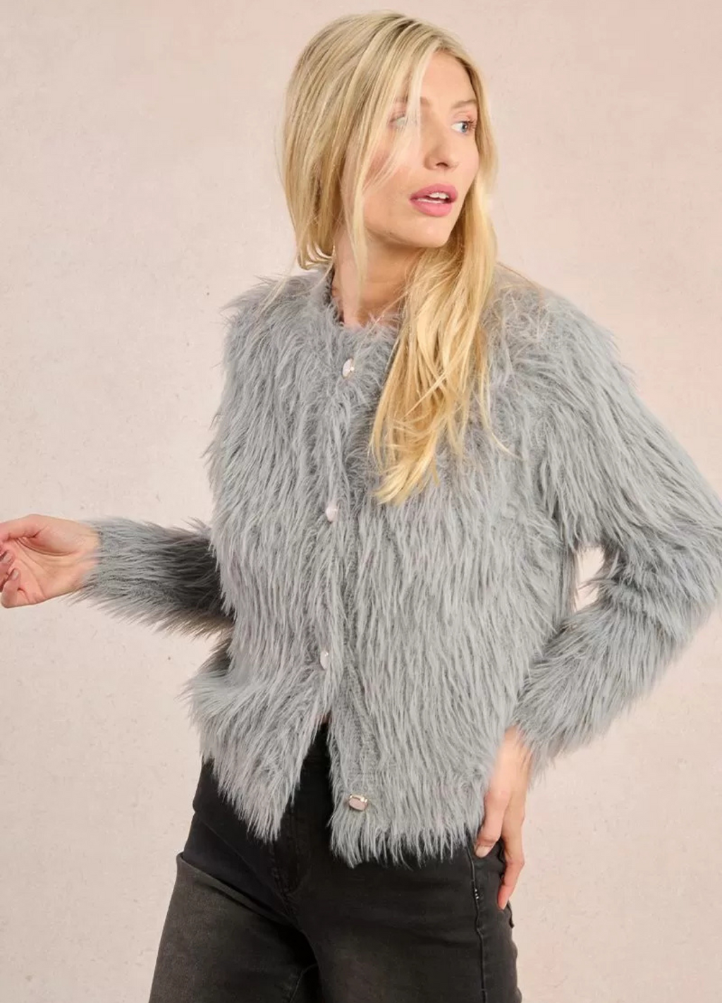 Molly Bracken - Grey Fur Cardigan