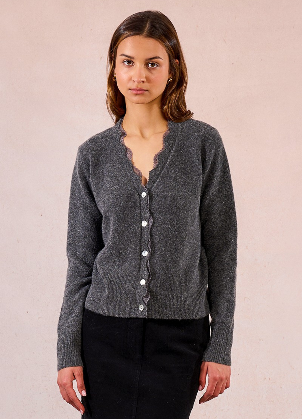Molly Bracken - Grey Scalloped Cardigan