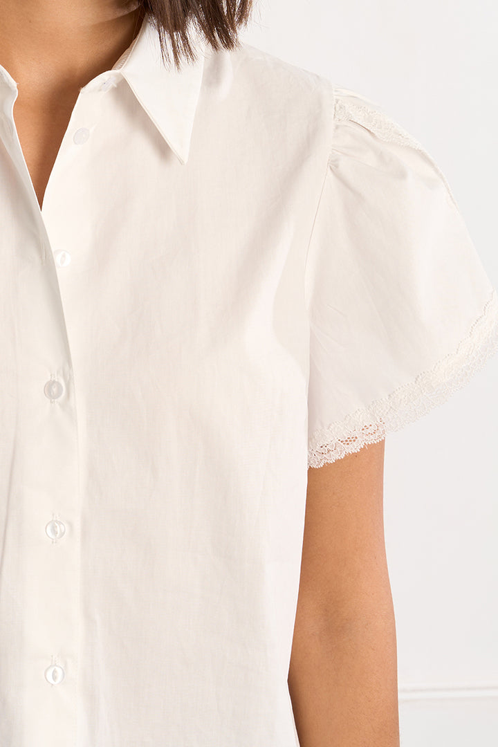 Molly Bracken - White Shirt with Lace Trim