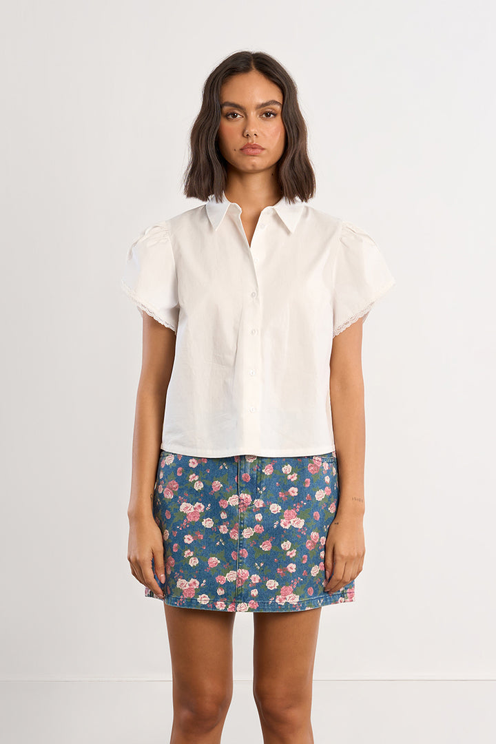 Molly Bracken - White Shirt with Lace Trim