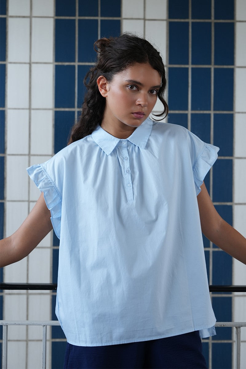 Molly Bracken - Light Blue Poplin Blouse