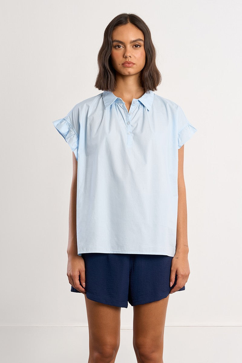 Molly Bracken - Light Blue Poplin Blouse