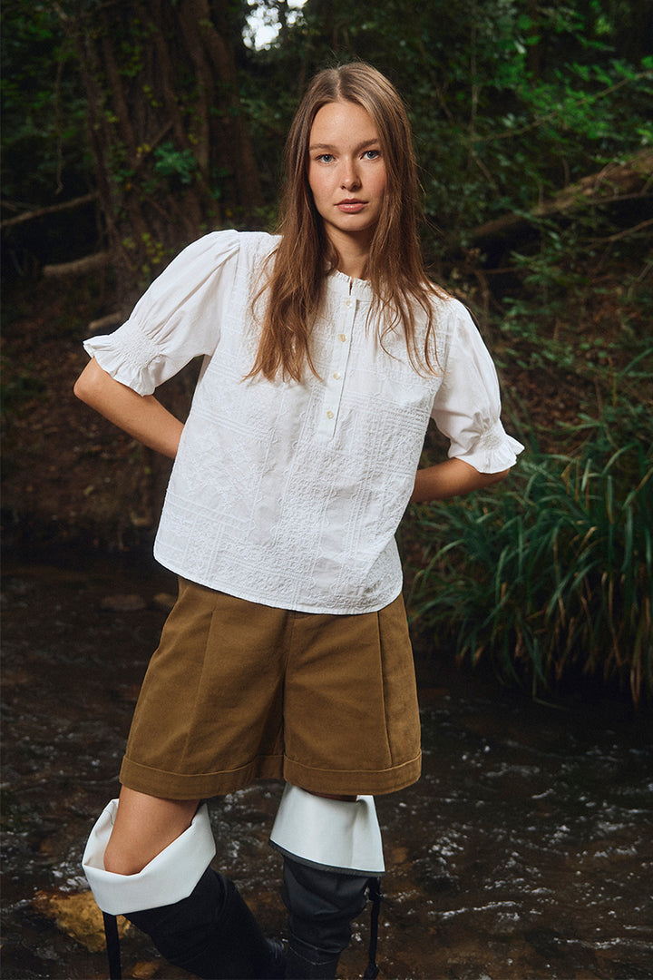 Molly Bracken - Ruffe Embroidered Blouse