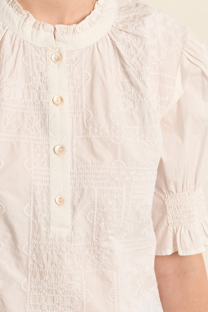 Molly Bracken - Ruffe Embroidered Blouse
