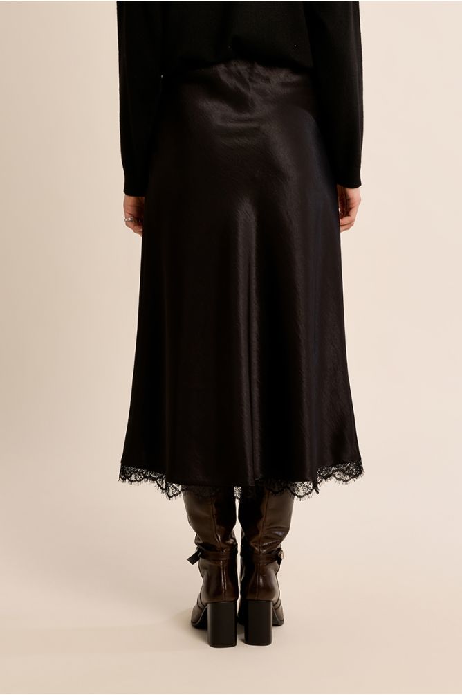 Molly Bracken - Satin Skirt With Lace Finish
