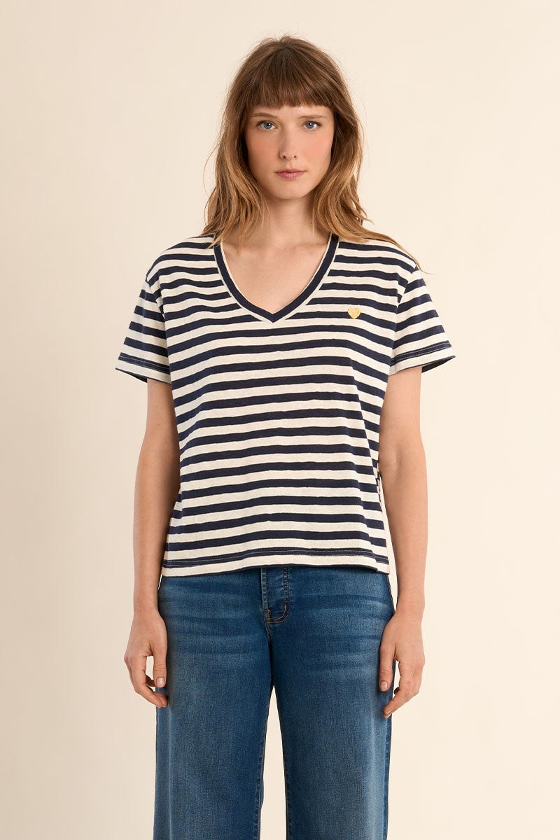 Molly Bracken - V Neck Stripe T-Shirt