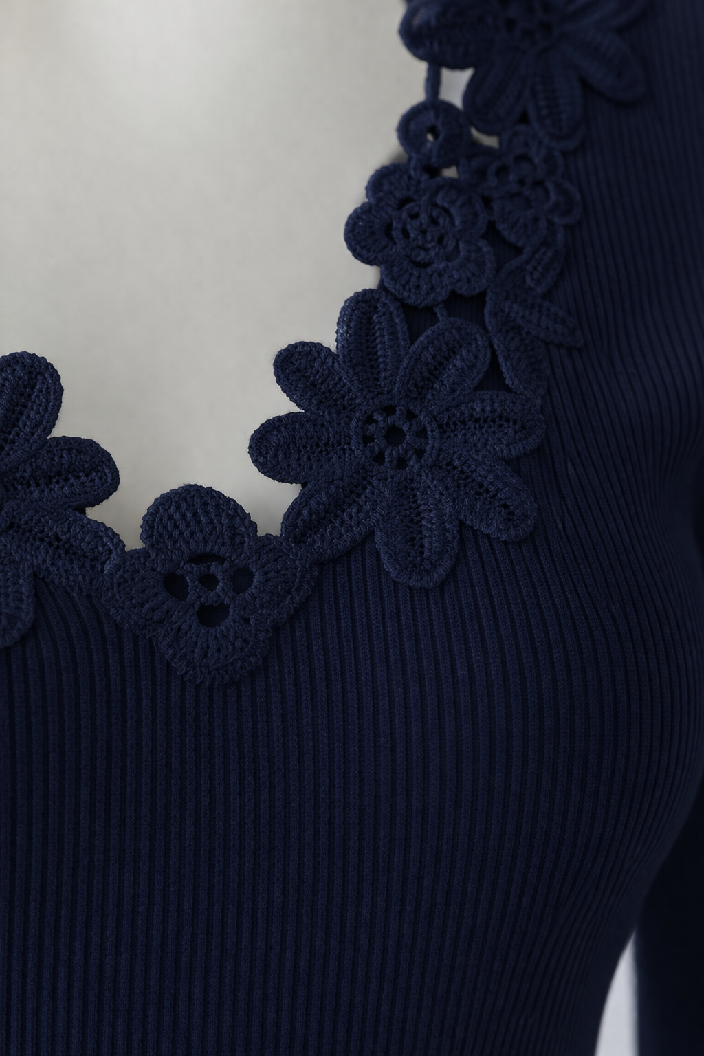 Oui - Navy Floral Detailed Top