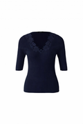 Oui - Navy Floral Detailed Top