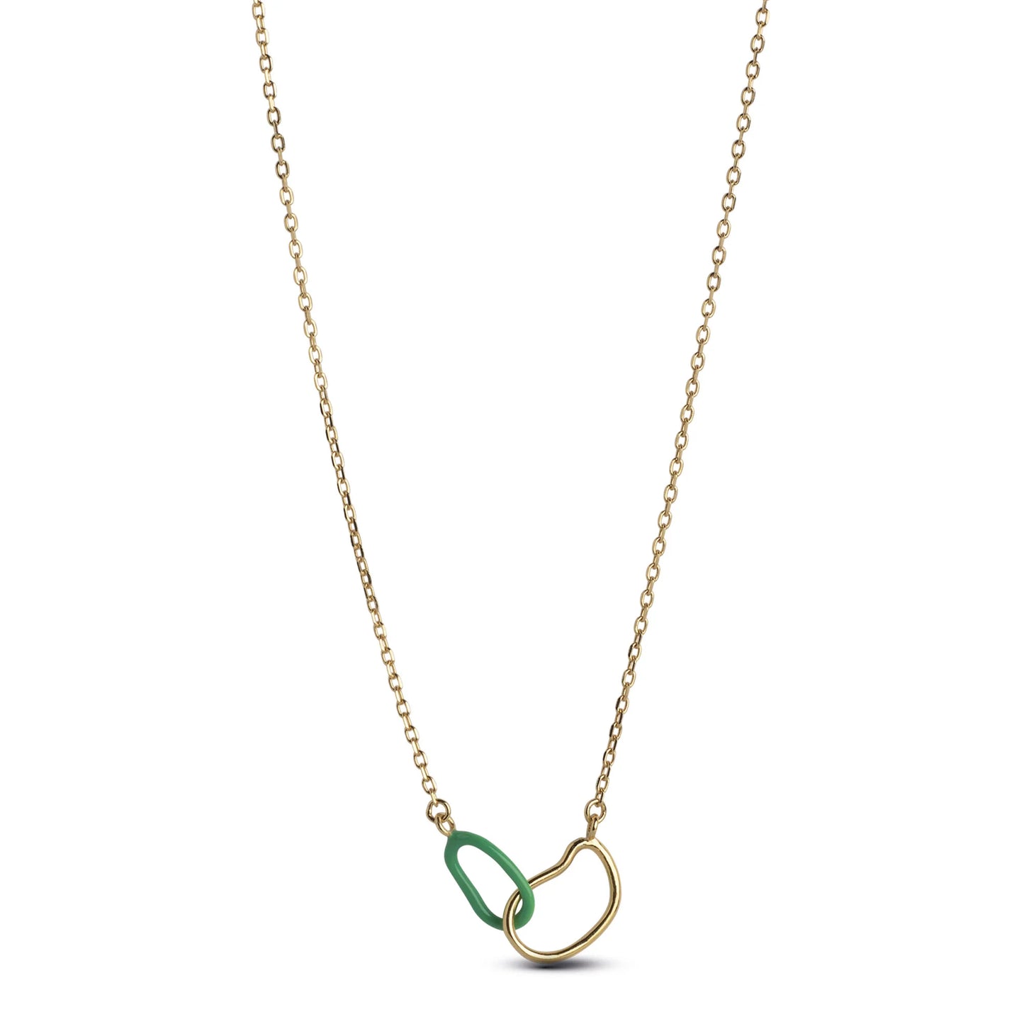 Organic Double Circle Necklace - Green