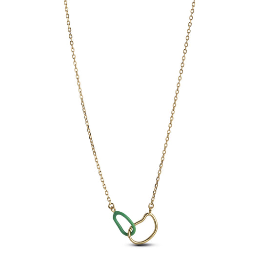 Organic Double Circle Necklace - Green