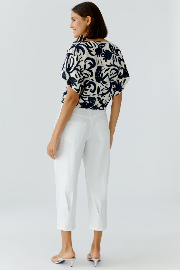 Oui - Navy Blue Floral Top