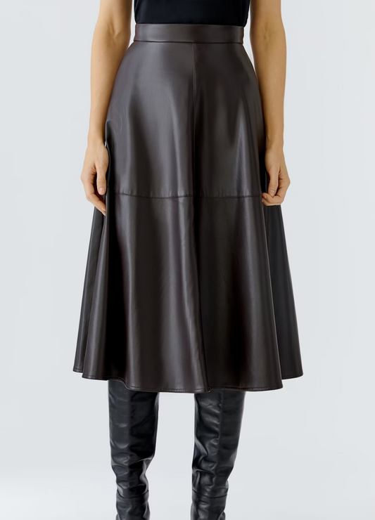 Oui - Aline Brown Pleather Skirt