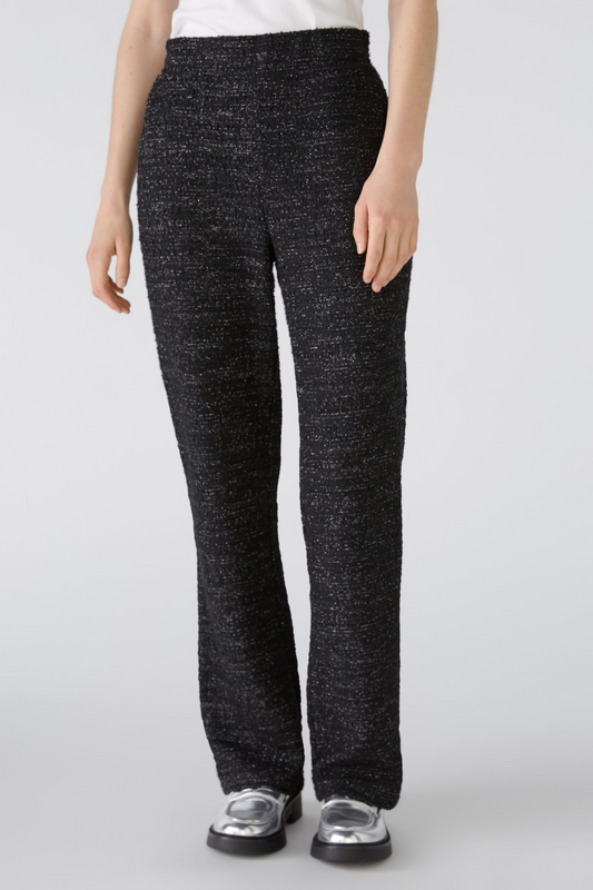 Oui - Black Textured Pull Pants