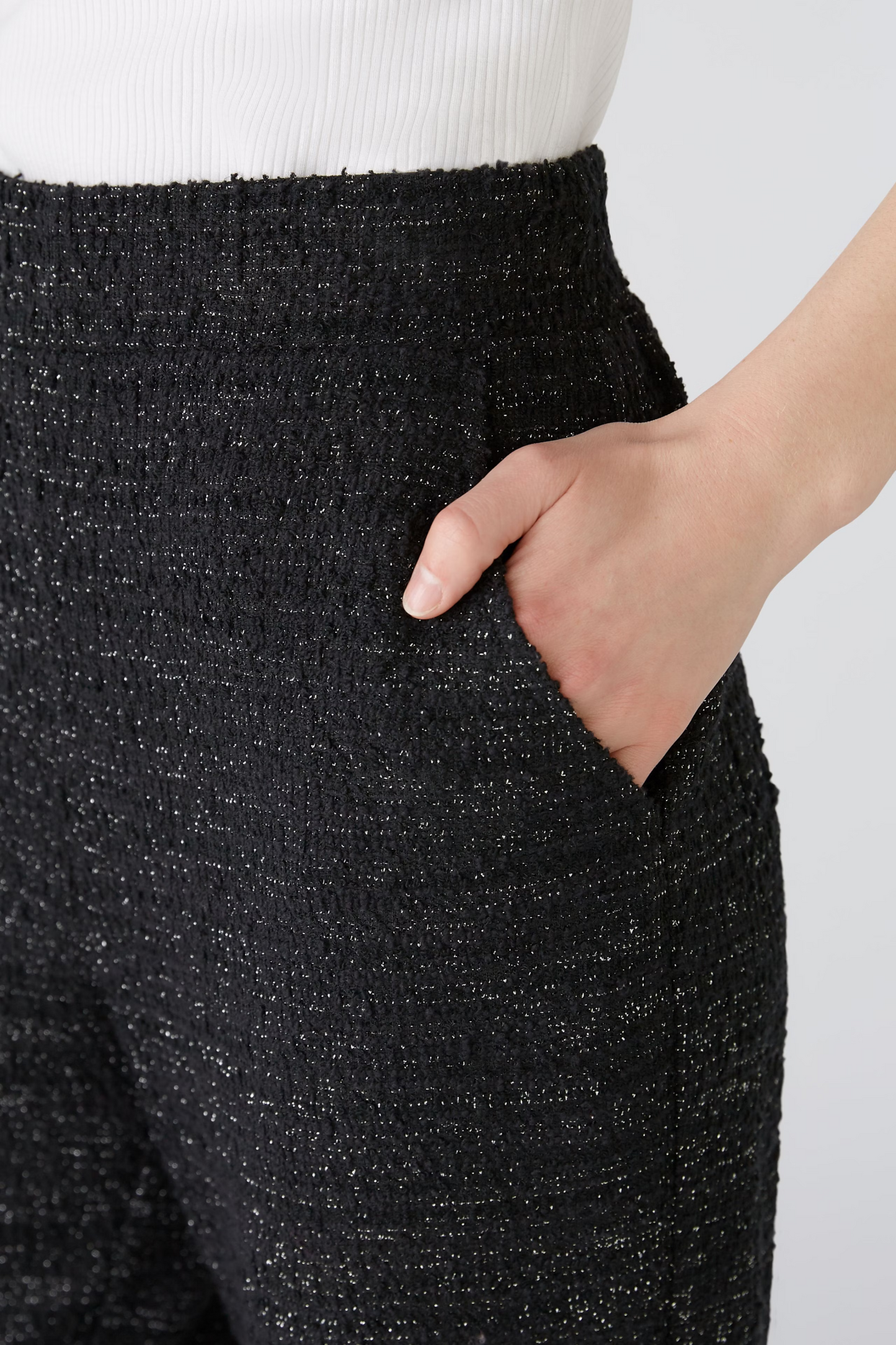 Oui - Black Textured Pull Pants