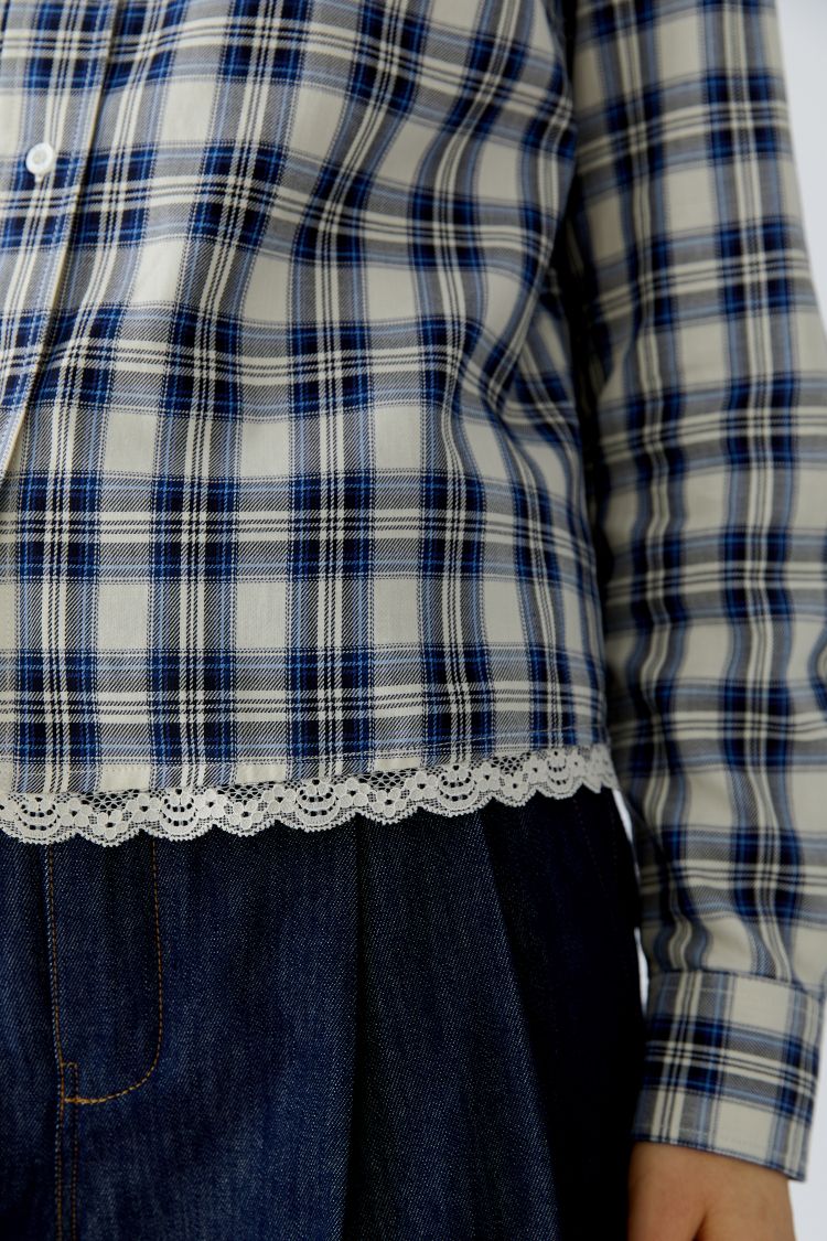 Oui - Blue Check Shirt