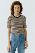 Oui - Brown Stripe Top