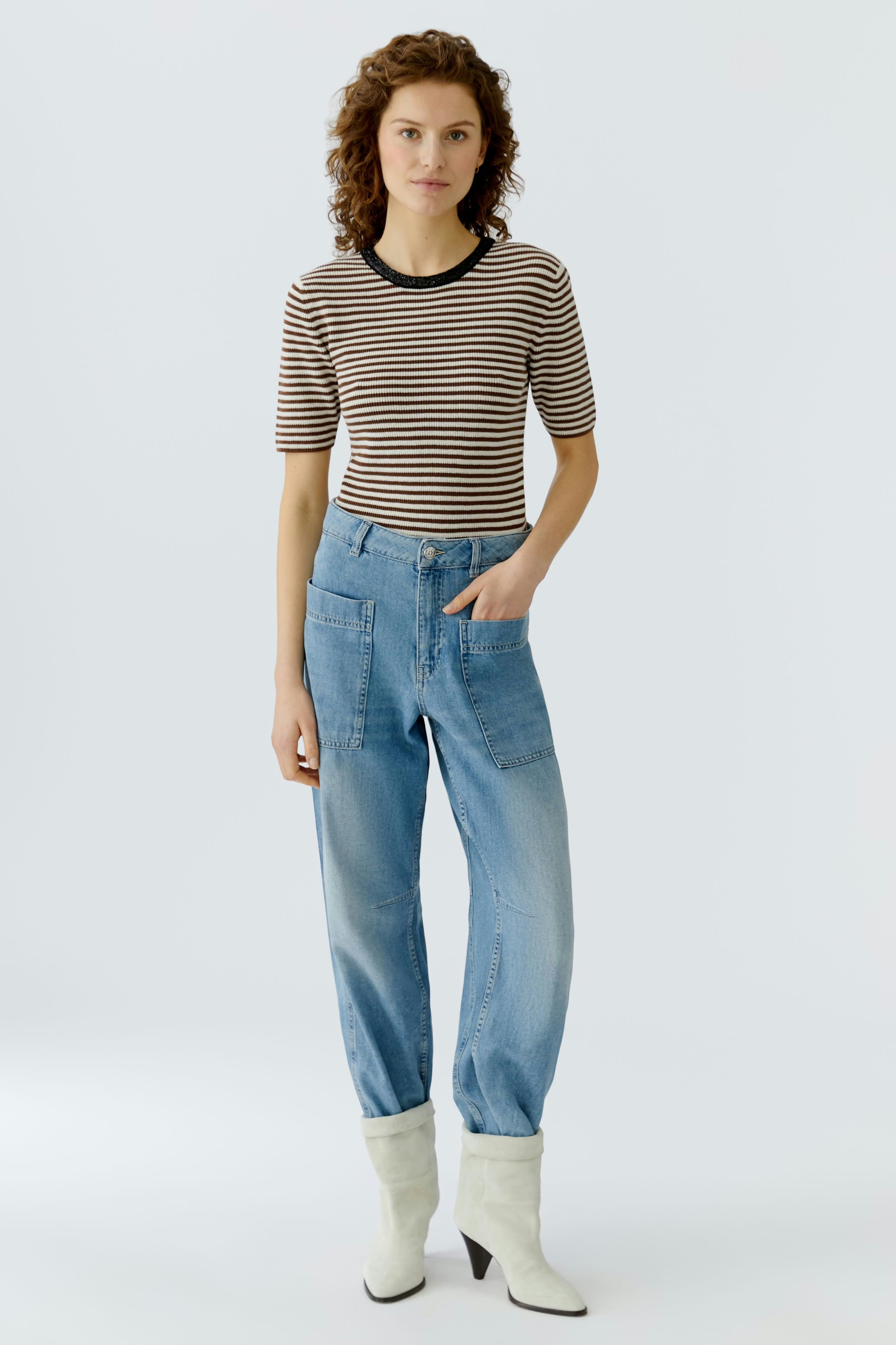 Oui - Brown Stripe Top