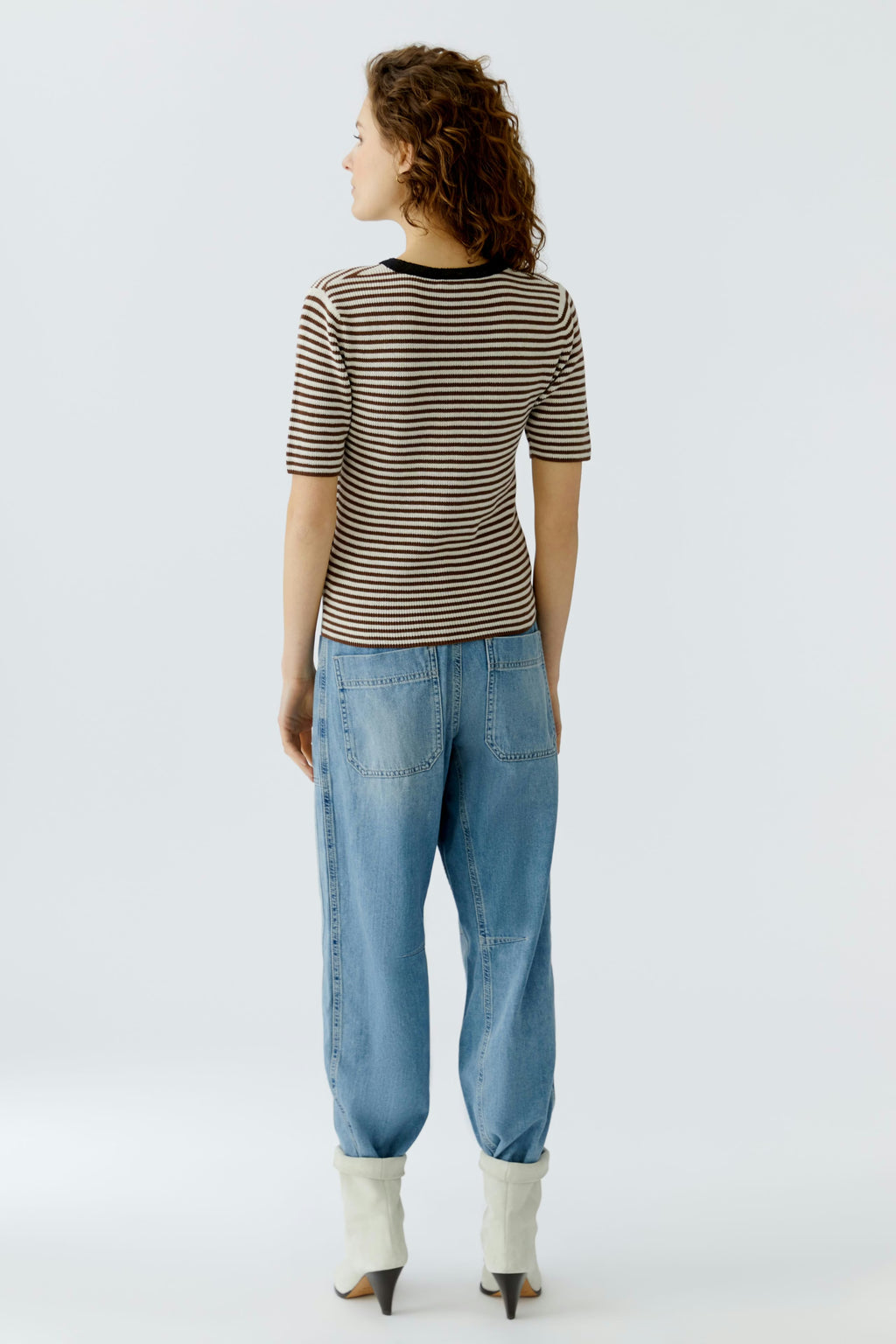 Oui - Brown Stripe Top