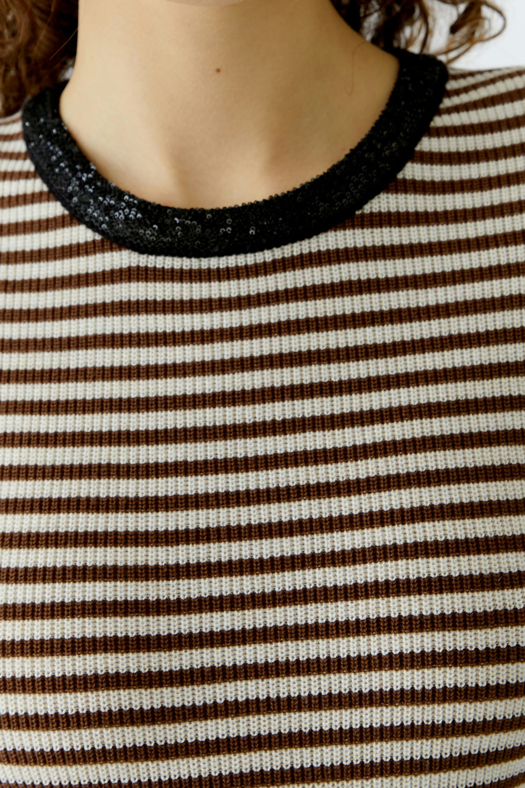 Oui - Brown Stripe Top