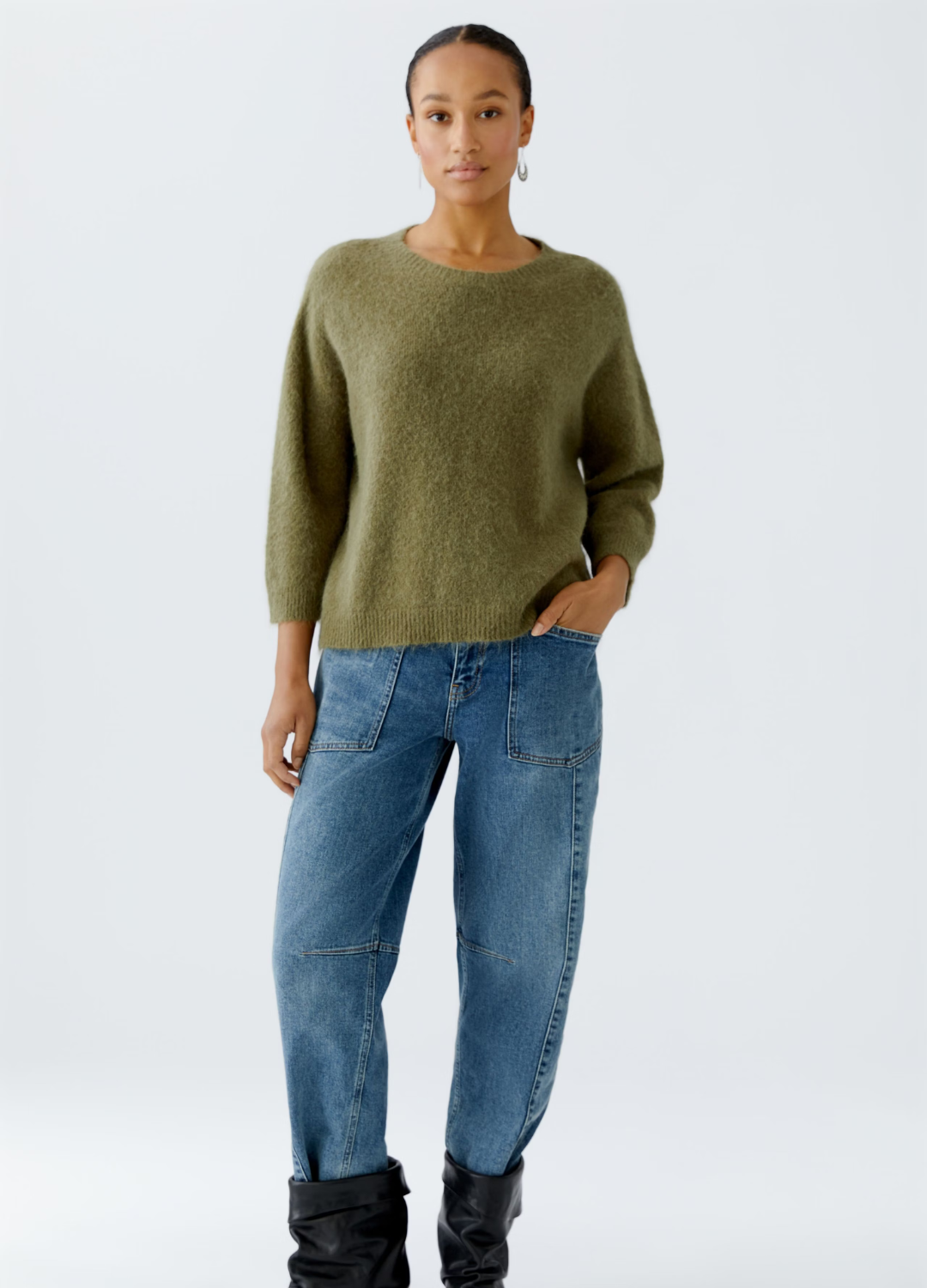 Oui - Burnt Olive Wide Sleeve Jumper