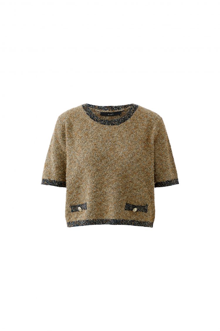 Oui - Camel Short Sleeve Jumper