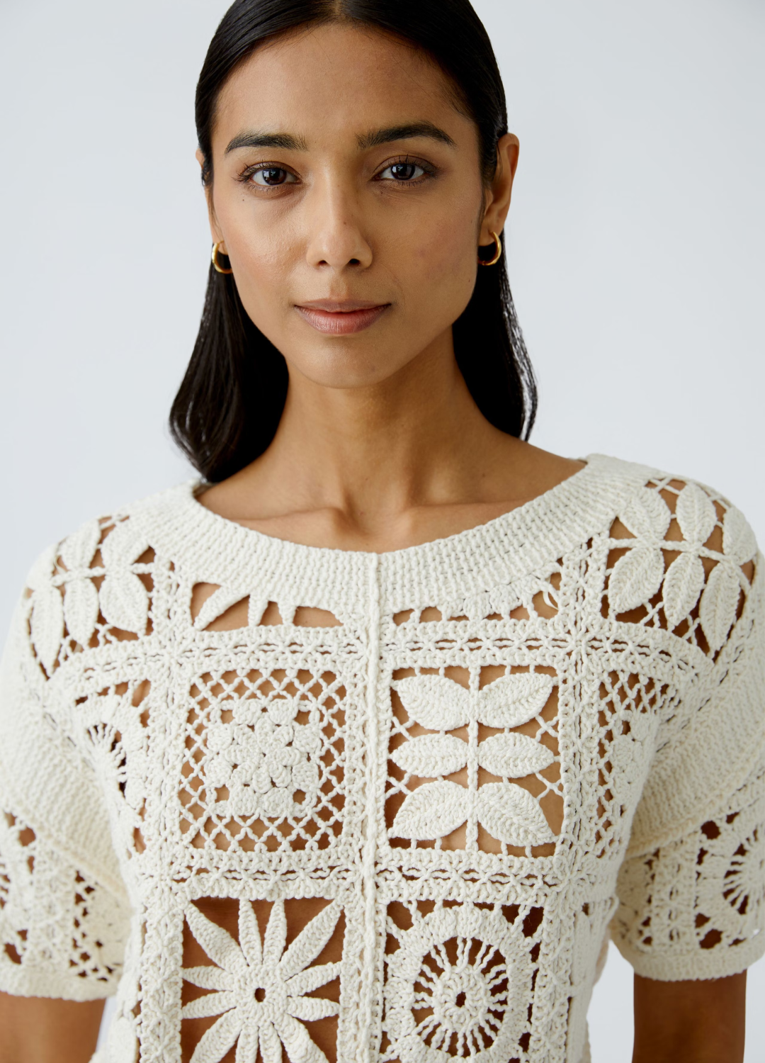 Oui - Champagne Embroided Knit