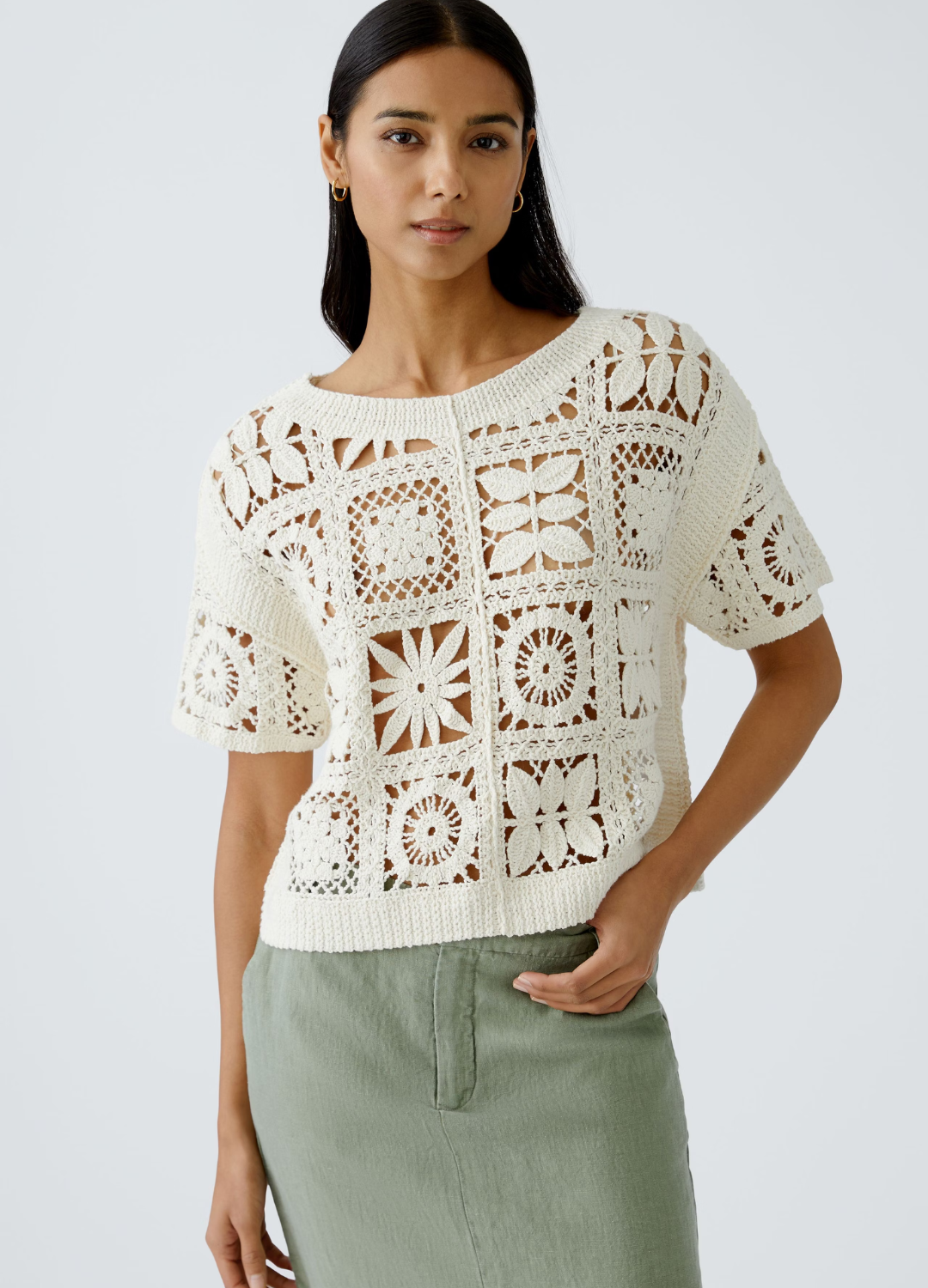 Oui - Champagne Embroided Knit