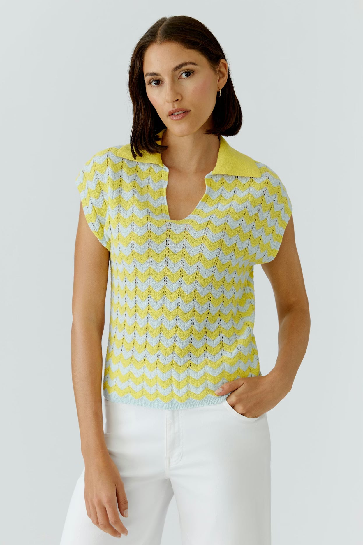 Oui - Yellow V Neck Top